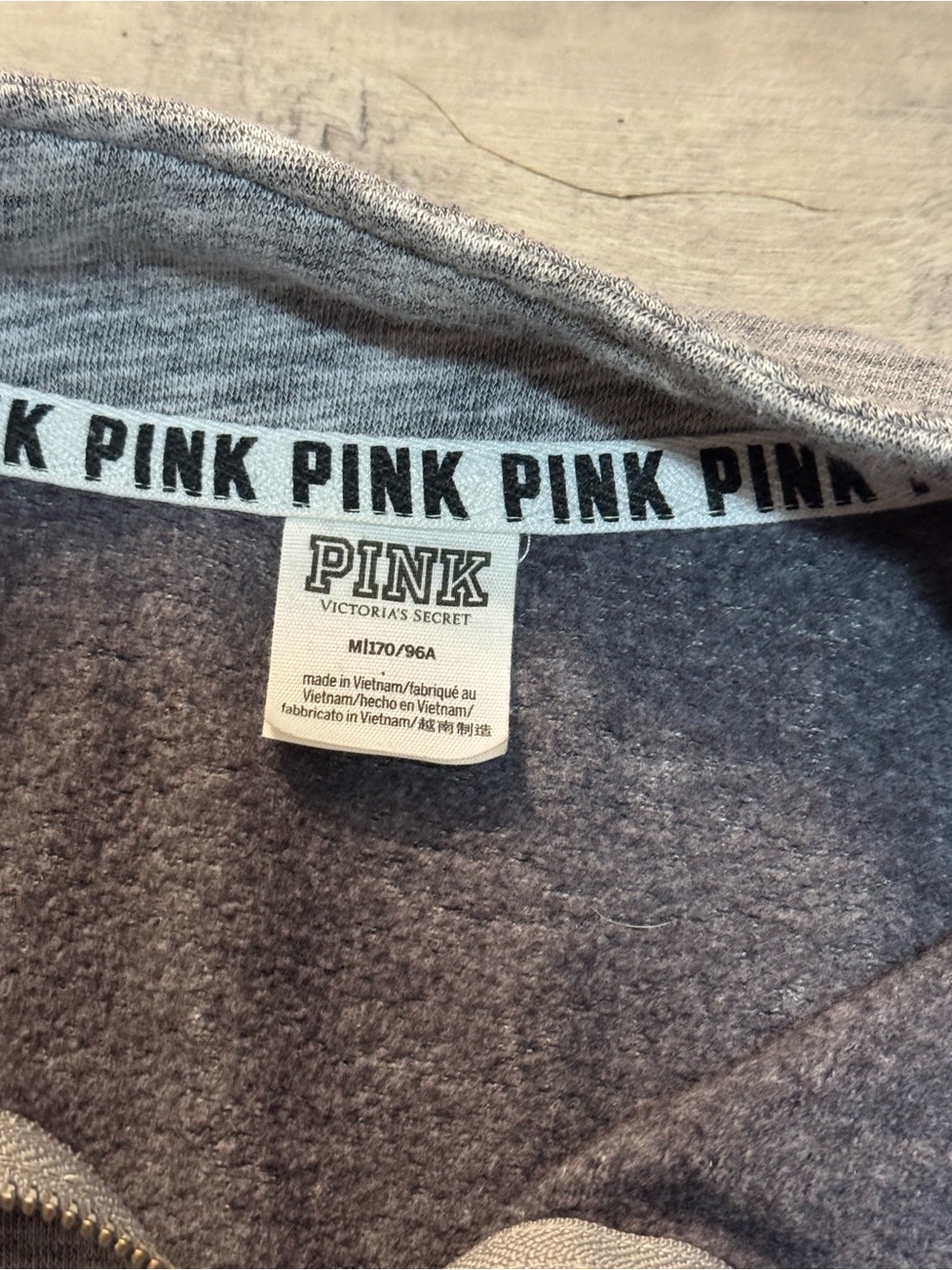PINK Victoria's Secret Half-Zip Heather Gray Cropped Oversized Sweater, Medium - Picture 3 of 5